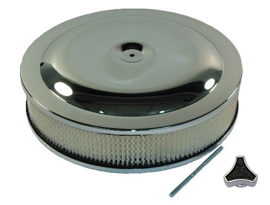 Chrome Air Cleaner : 4 barrel, 14 inch x 55mm (96mm installed height)