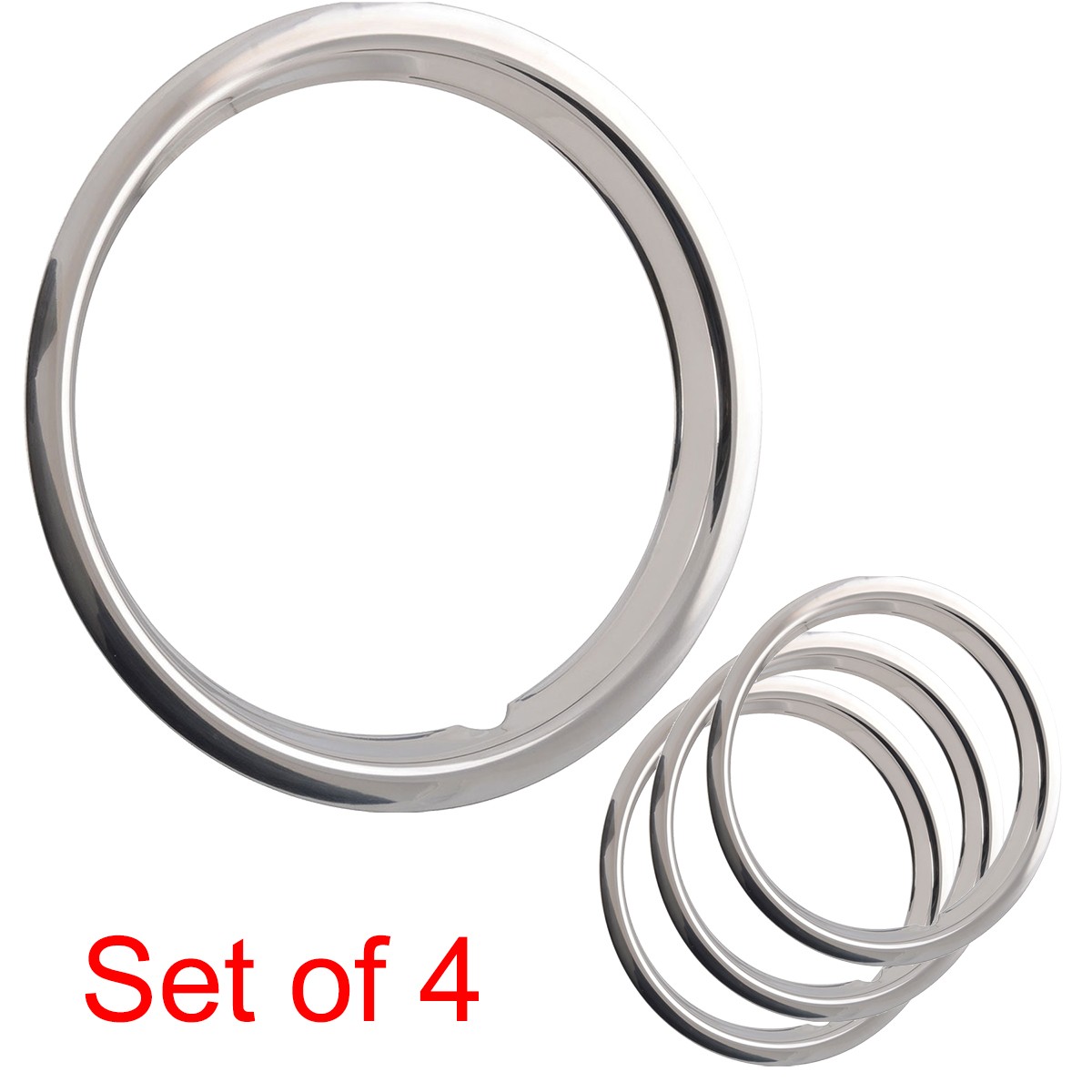 14" Steel Wheel Trim Dress Ring Set : Chrome Plated