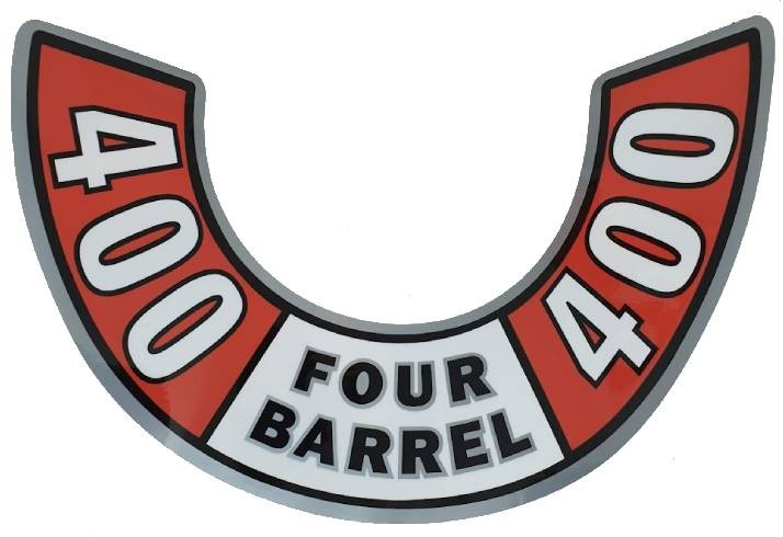 "400 Four Barrel" Air Cleaner Decal : 1972-74 Dodge & Plymouth