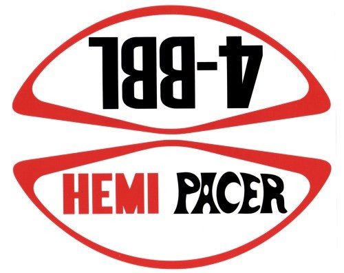 "Hemi Pacer / 4-BBL" Air Cleaner Decal : suit VG Pacer E34 (original part#s 3547055, 3543225)