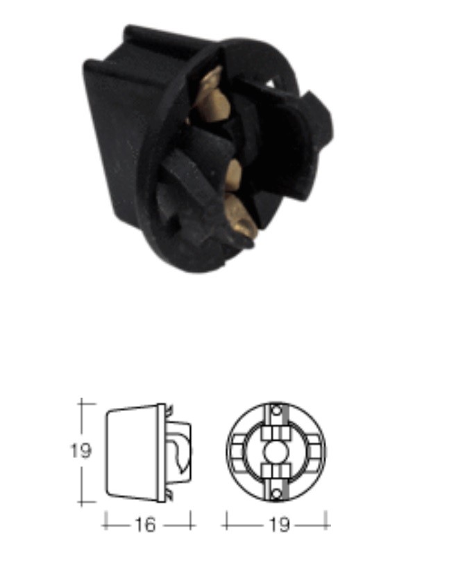 Dash Instrument Panel Globe Socket : 5/8" : Twist-Lock type (for T10/T15 wedge globe)