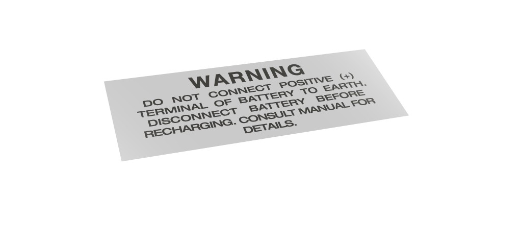 "Battery Warning" Inner Guard Decal (Screen Print)
