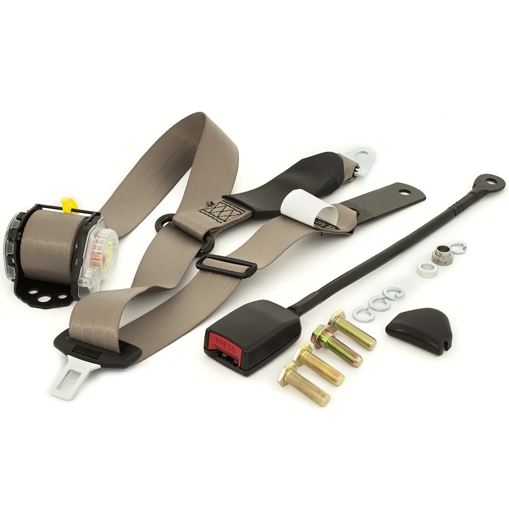Front Retractable Lap-Sash Seat Belt with Drop-Link : suit Charger w/ bucket seats (400mm stalk) : Cappuccino
