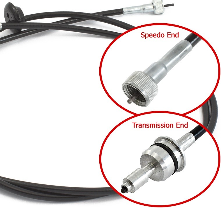 Speedometer Cable (w/ firewall grommet) : suit BorgWarner auto, 3/4 speed manual (Valiant)