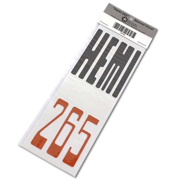 Reproduction "Hemi 265" Bonnet Decal : suit Charger R/T & VH Pacer (screen print)