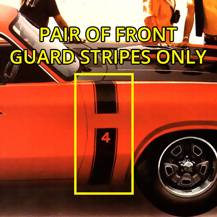 Front Guards Only Body Stripe Kit : suit Valiant Charger R/T Six Pack (4-speed equipped)