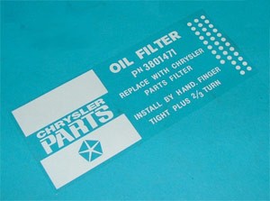 Oil Filter Decal : Z96 Filters