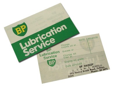 "BP Lubrication Service" Restoration Decal