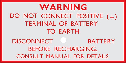 Battery Warning Plate : RV1