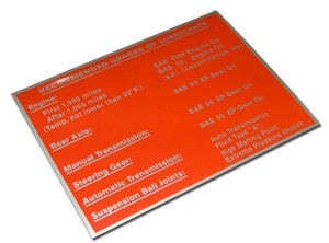 Lubricant Decal : suit RV1/SV1