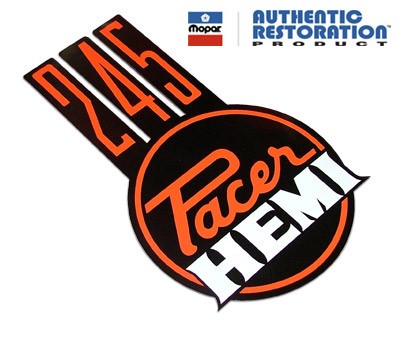 "245 Pacer Hemi" Hood Decal : VG Pacer A84/88 (Orange)