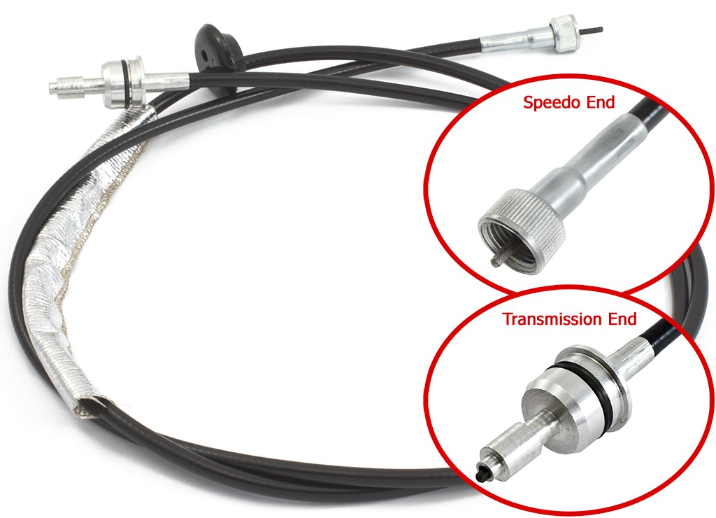Speedometer Cable (w/ heatshield & firewall grommet) : suit BorgWarner auto, 3/4 speed manual (Valiant)