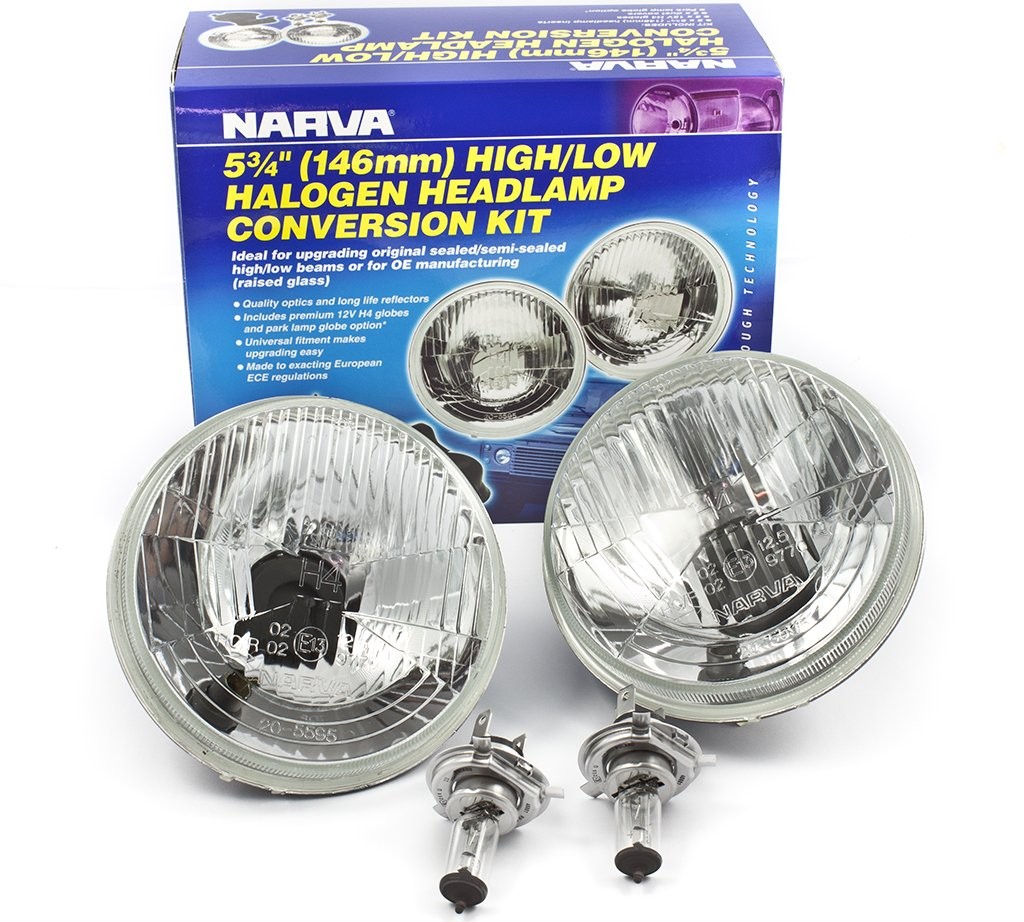 Narva Halogen Headlamp Conversion Kit : 5-¾" H4 (146mm - High/Low 60/55w)
