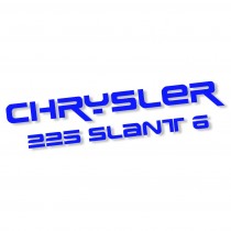 Stencil Cut "Chrysler / Slant 225" Tappet Cover Decal (Blue)