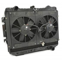 Reconditioned Two Core Radiator Package :  Small Block : suit CL/CM (26" core) : severe duty core : 11" Dual Race Fan : Themo control switch