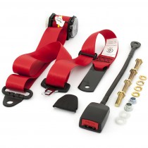 Front Retractable Lap-Sash Seat Belt : suit bucket seats (400mm stalk) : Red