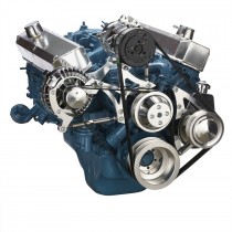 Complete Serpentine Kit : WITH Air Con : WITH Power Steering : Chrome Finish : suit Small Block 318/340/360ci(Including Alternator & Power Steering Pump & A/C Compressor )