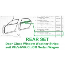 REAR SET of Door Glass Window Weather Strips : suit VH/VJ/VK/CL/CM Sedan/Wagon