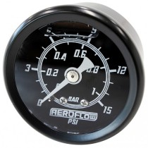 1-1/2" Mechanical Pressure Gauge (0 to 15 PSI) - Liquid Filled, Black Face, White Pointer